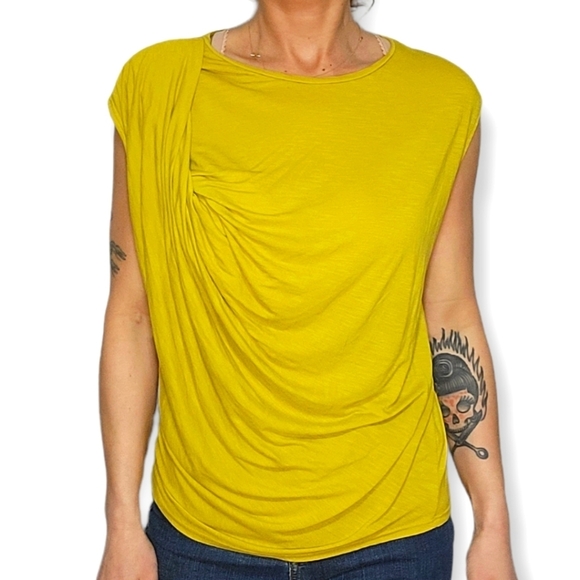 Topshop Slouchy Blouse 6 Mustard Yellow - Picture 5 of 5